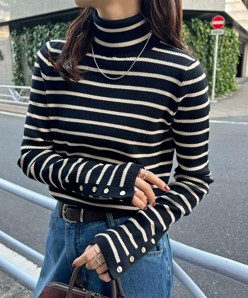 【newボタン/25色展開】リブ袖口ボタンタートル《WEB限定カラーあり》