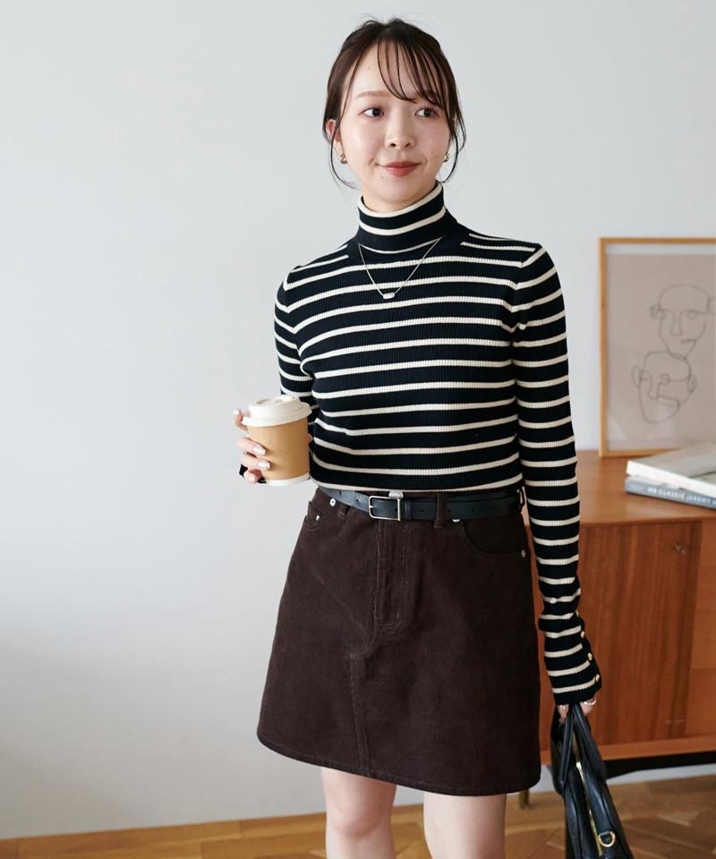 【newボタン/25色展開】リブ袖口ボタンタートル《WEB限定カラーあり》