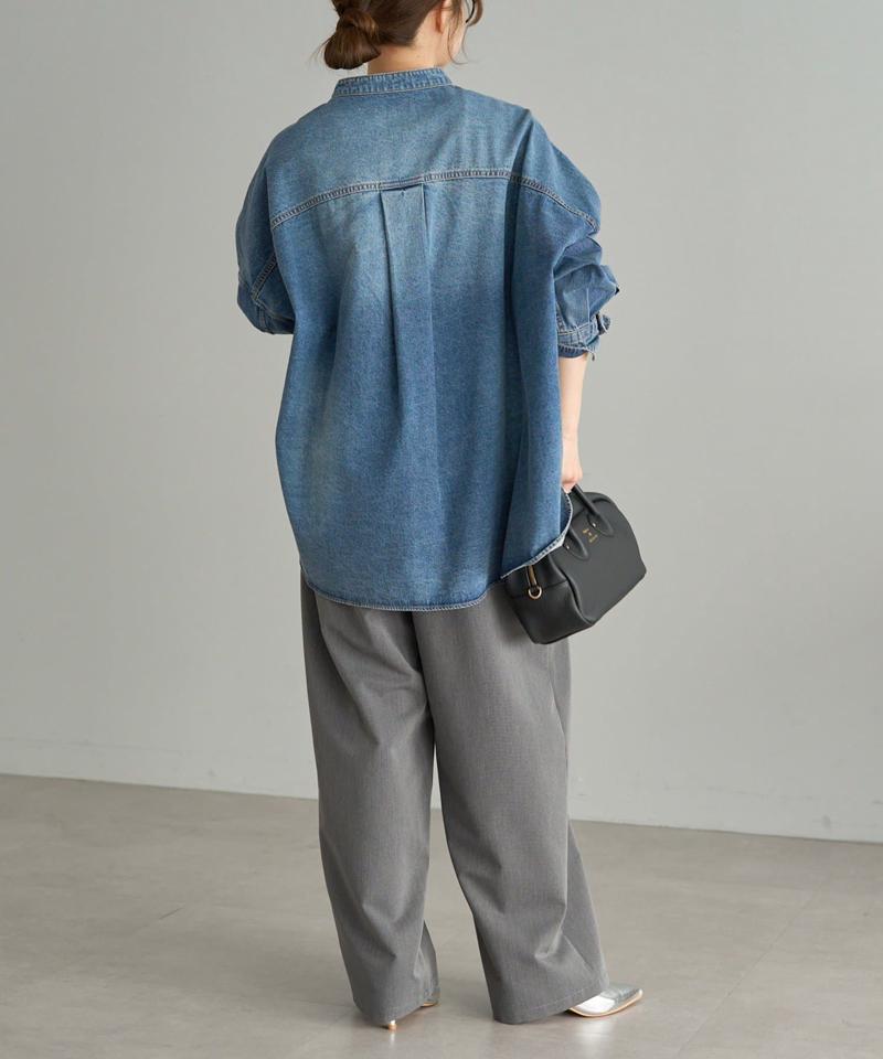 【累計1万枚突破！/名品】ヴィンテージライクデニムバンドカラーシャツ