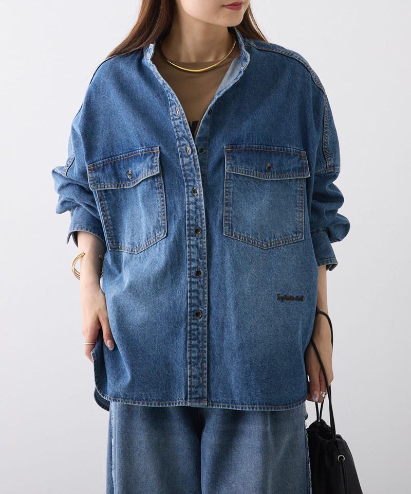 【累計1万枚突破！/名品】ヴィンテージライクデニムバンドカラーシャツ