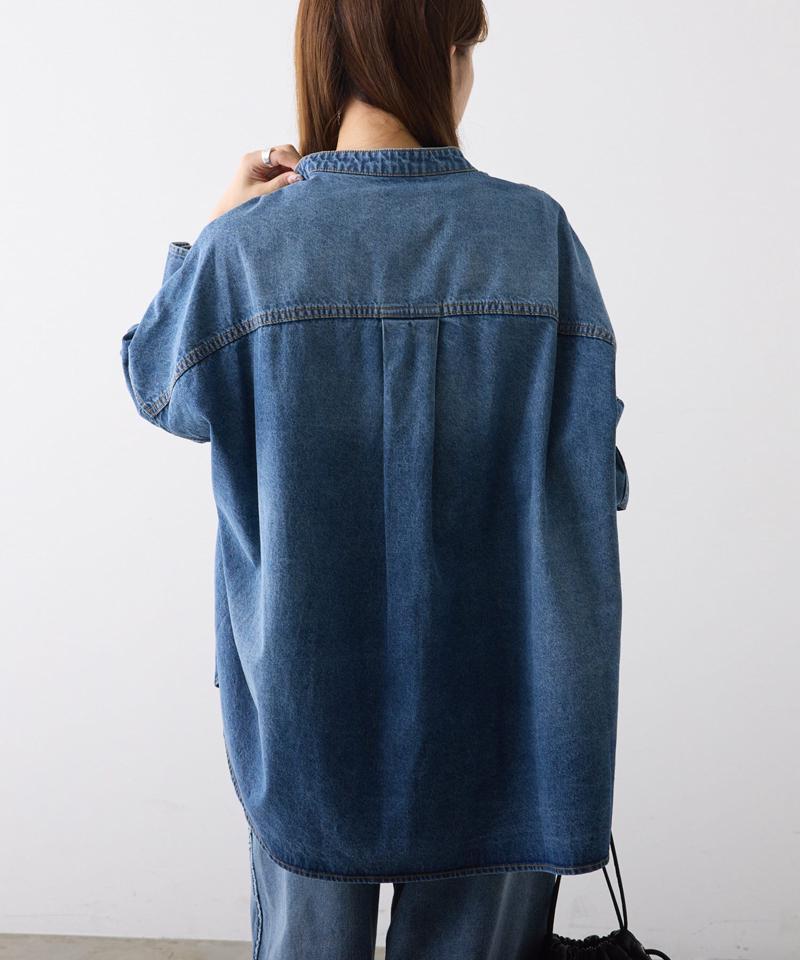 【累計1万枚突破！/名品】ヴィンテージライクデニムバンドカラーシャツ