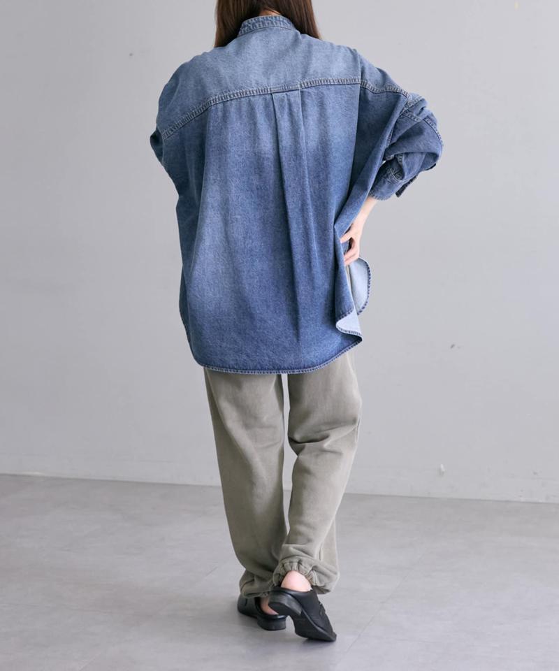 【累計1万枚突破！/名品】ヴィンテージライクデニムバンドカラーシャツ