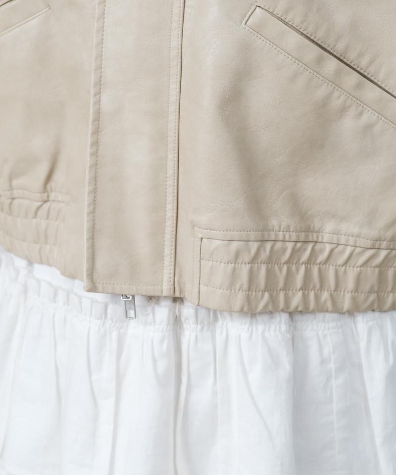 【2サイズ展開】フェイクレザーショートブルゾン