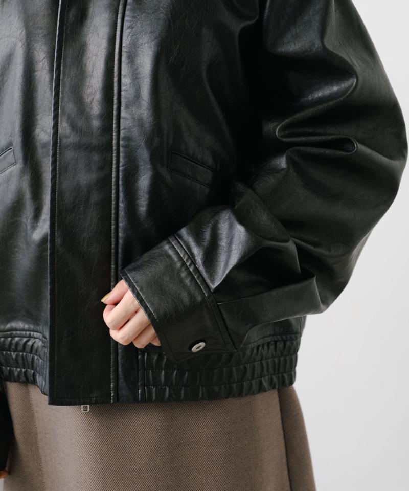 【2サイズ展開】フェイクレザーショートブルゾン
