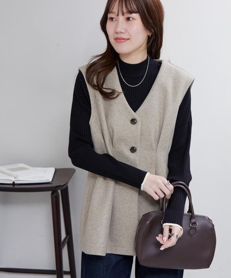 【リピーター続出/26色展開】モチモチリブパイピングハイネック《WEB限定》