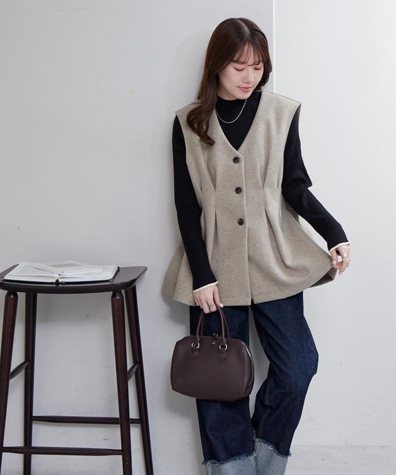 【リピーター続出/26色展開】モチモチリブパイピングハイネック《WEB限定》