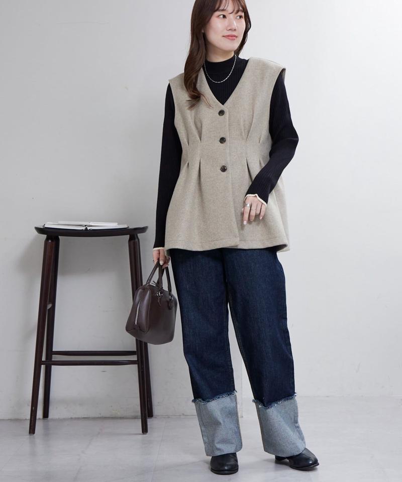 【リピーター続出/26色展開】モチモチリブパイピングハイネック《WEB限定》