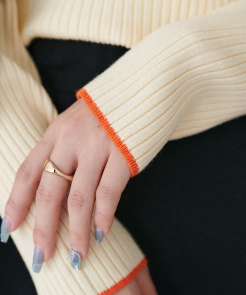 【リピーター続出/26色展開】モチモチリブパイピングハイネック《WEB限定》