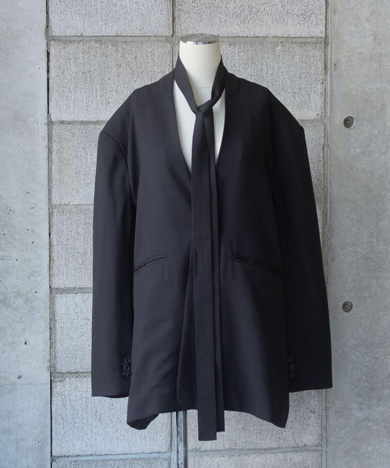 Wool collarless dad jacket