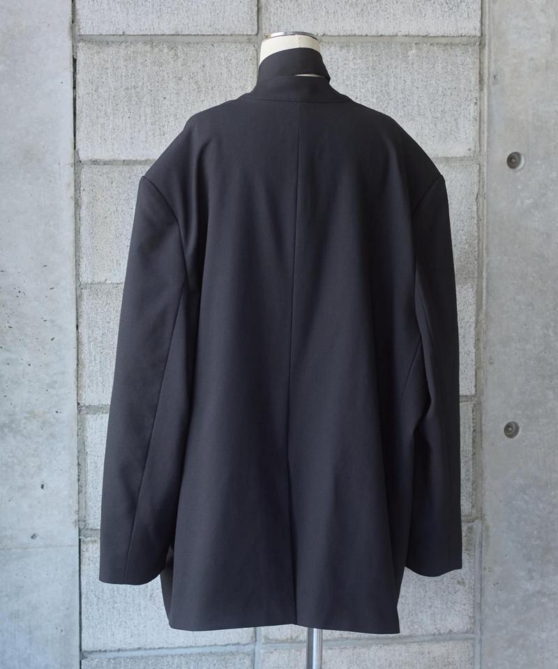 Wool collarless dad jacket