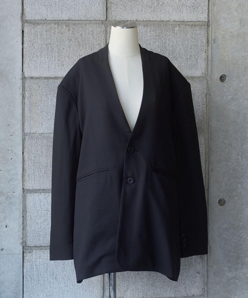 Wool collarless dad jacket
