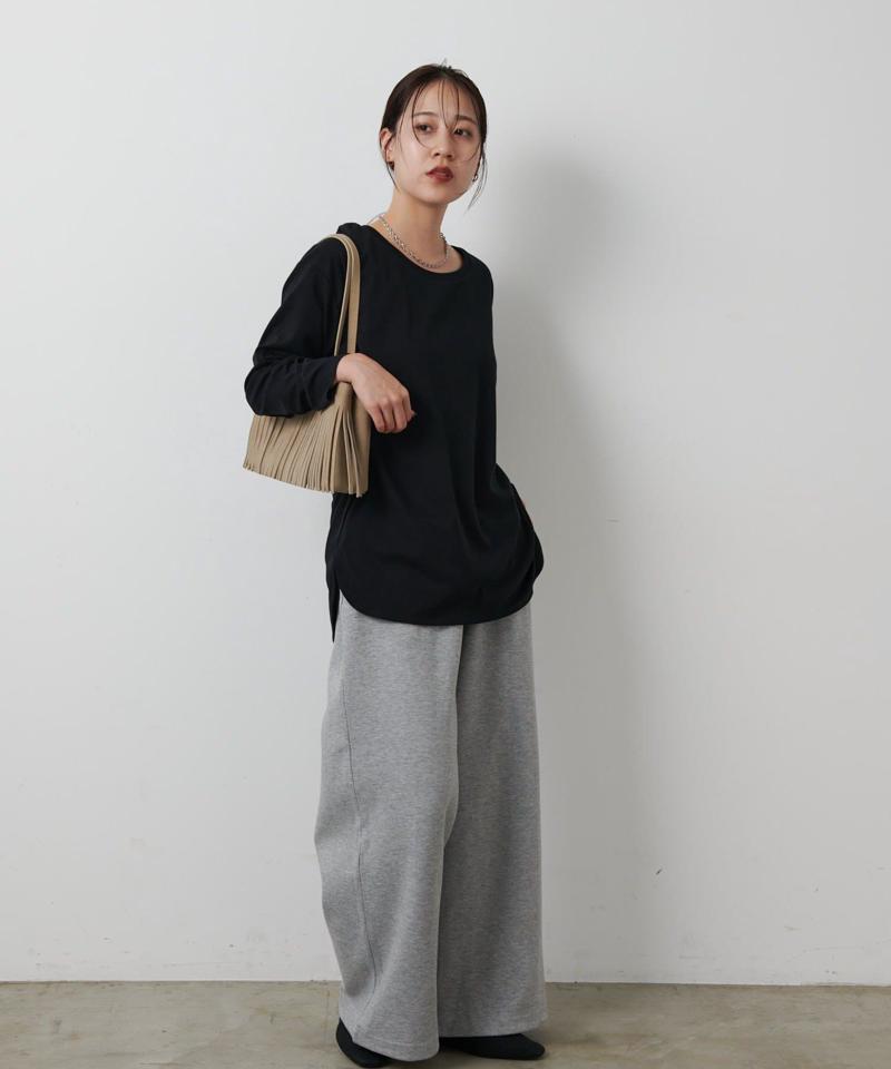 スマート裾ラウンド長袖Tシャツ