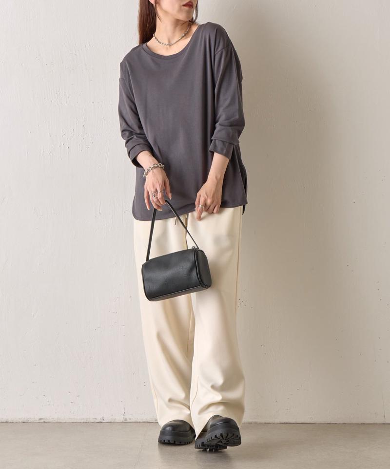 スマート裾ラウンド長袖Tシャツ