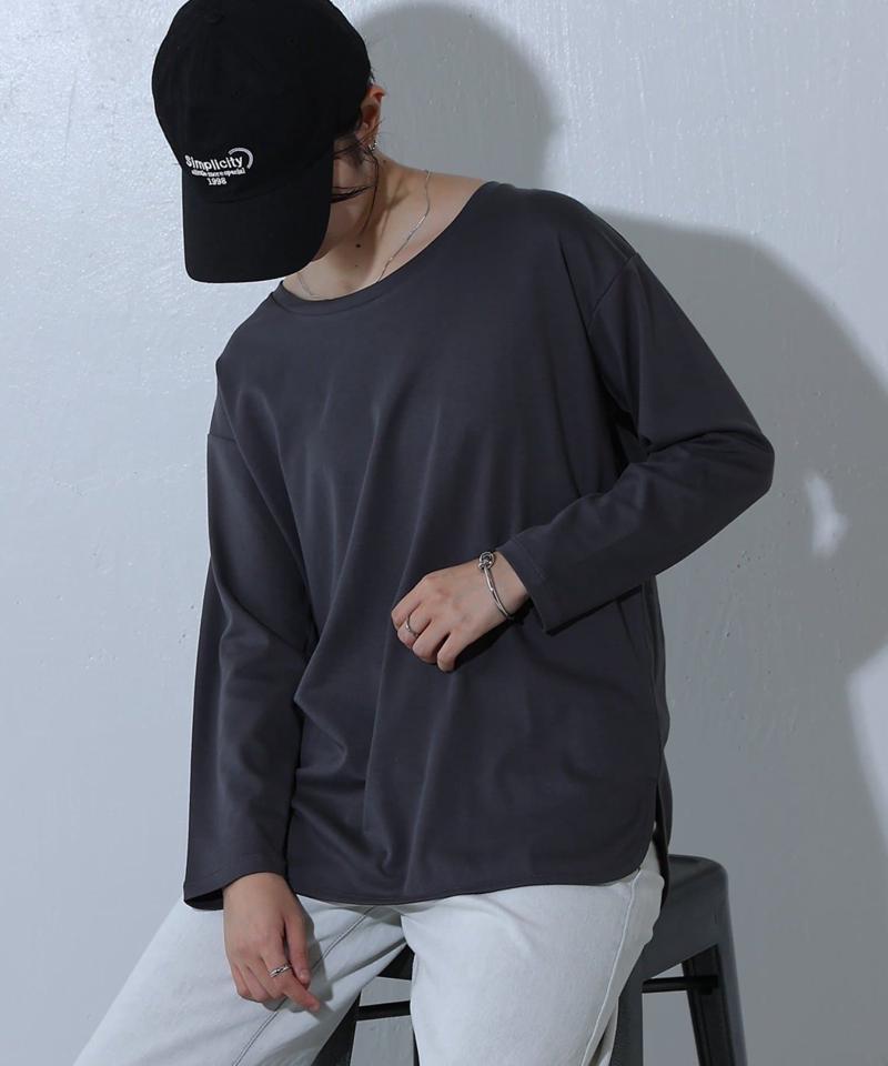 スマート裾ラウンド長袖Tシャツ