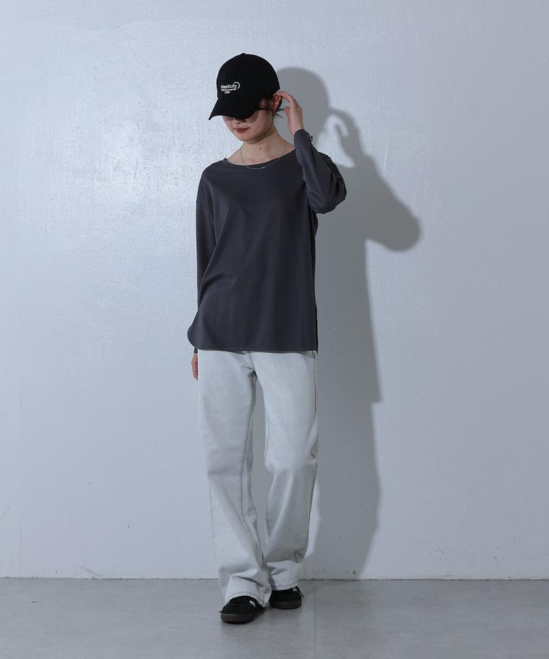 スマート裾ラウンド長袖Tシャツ