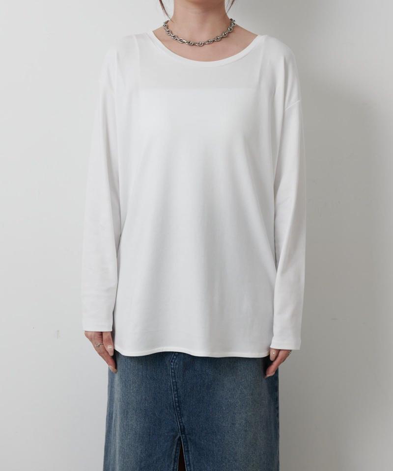 スマート裾ラウンド長袖Tシャツ