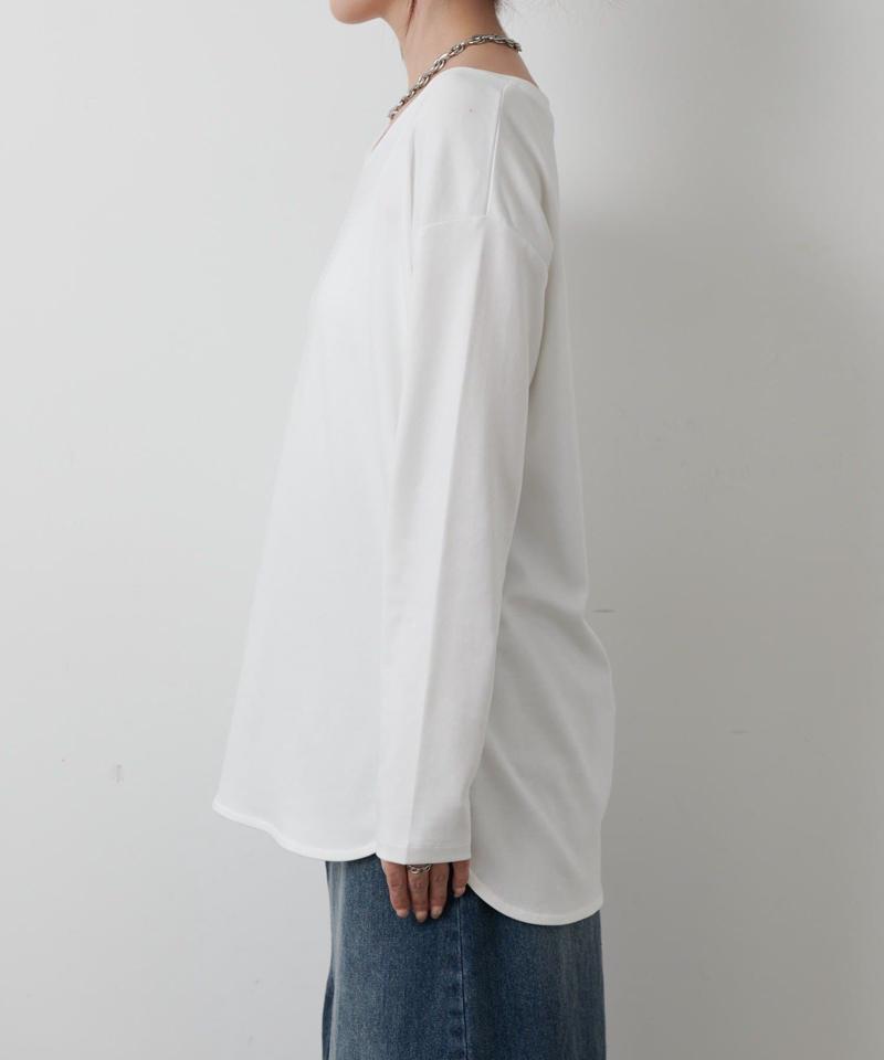スマート裾ラウンド長袖Tシャツ