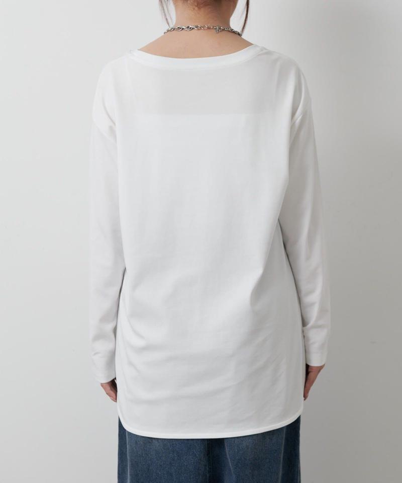 スマート裾ラウンド長袖Tシャツ