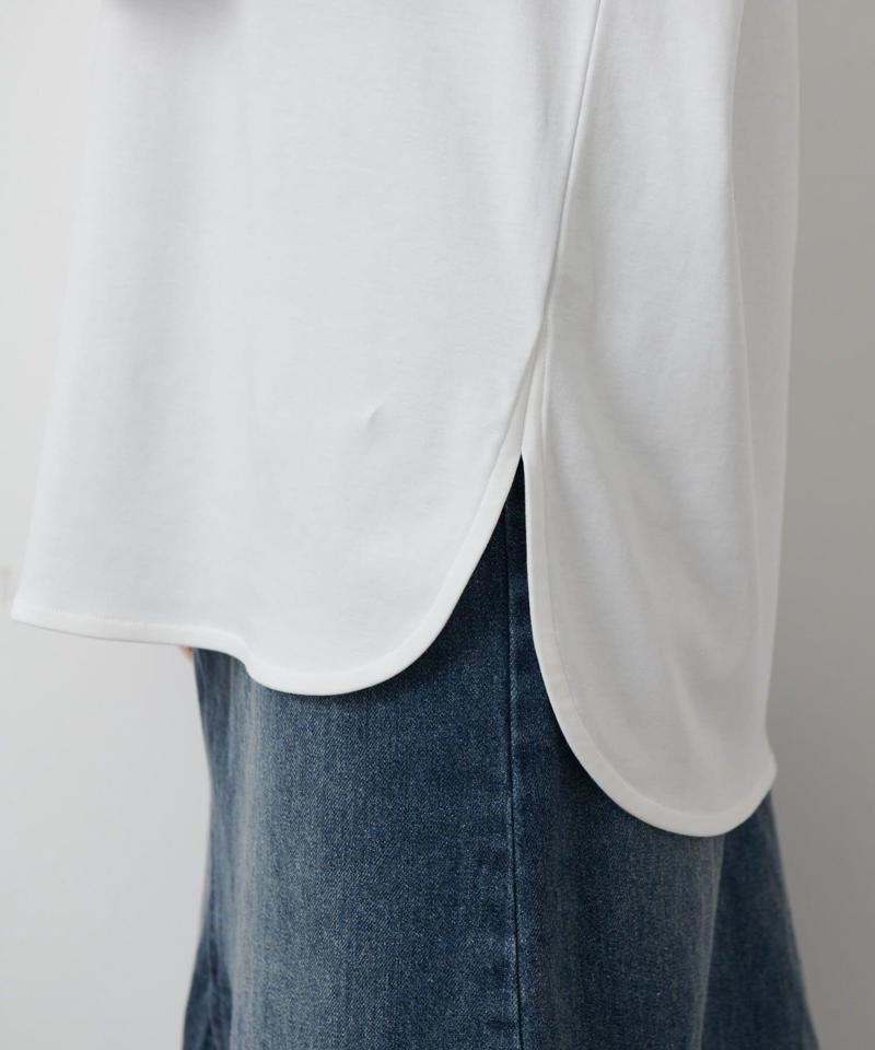 スマート裾ラウンド長袖Tシャツ