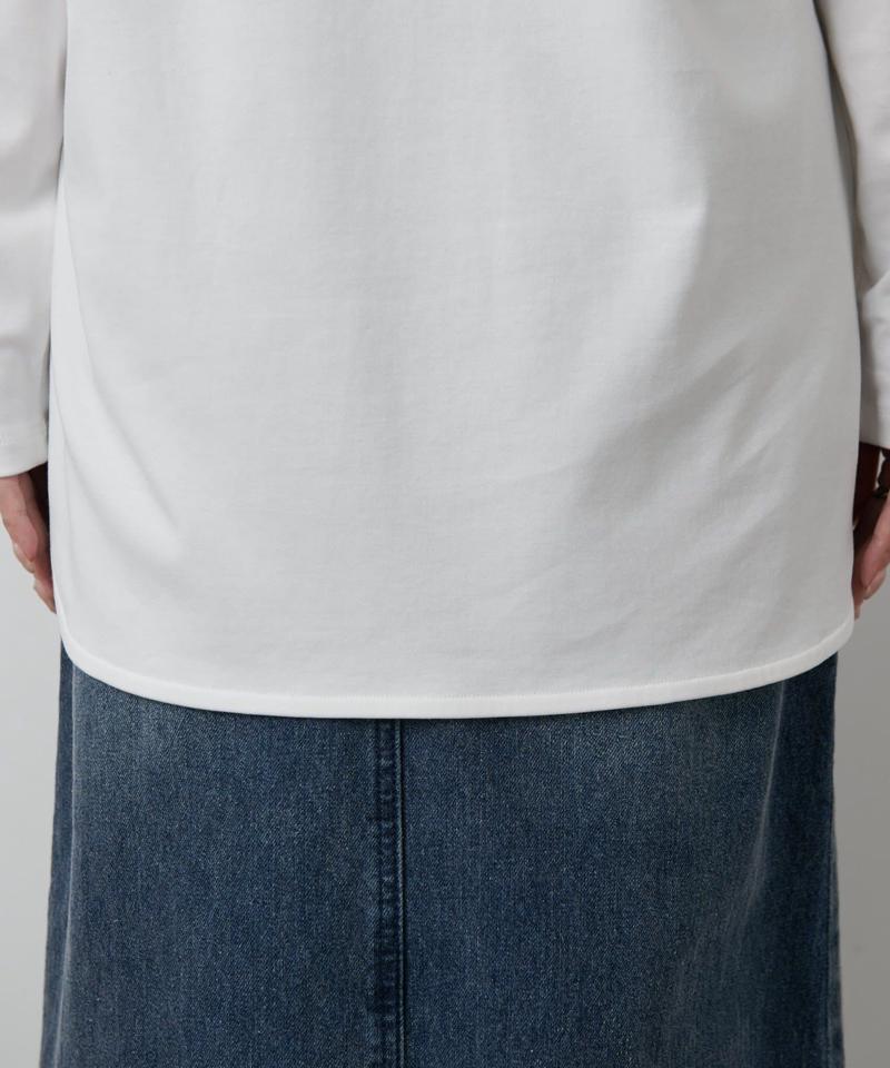 スマート裾ラウンド長袖Tシャツ