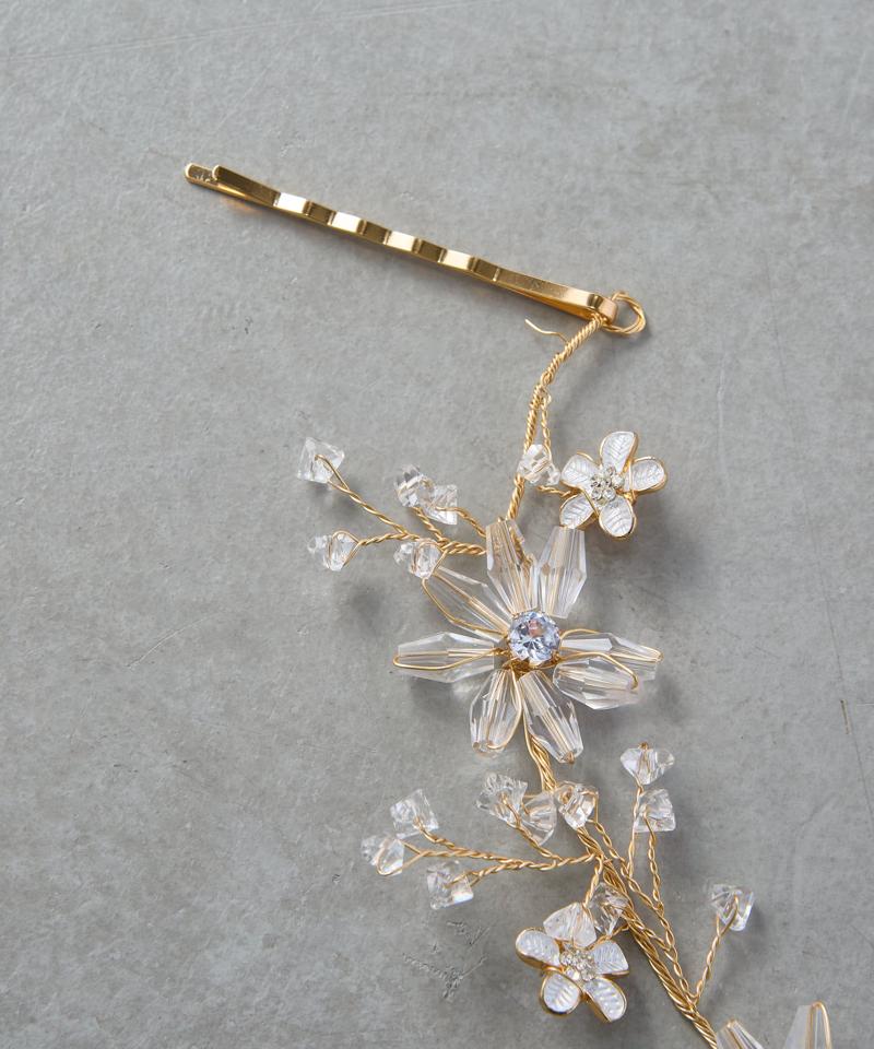 【SNS再生回数100万回!】【オケージョン】クリアビーズフラワーヘッドアクセ