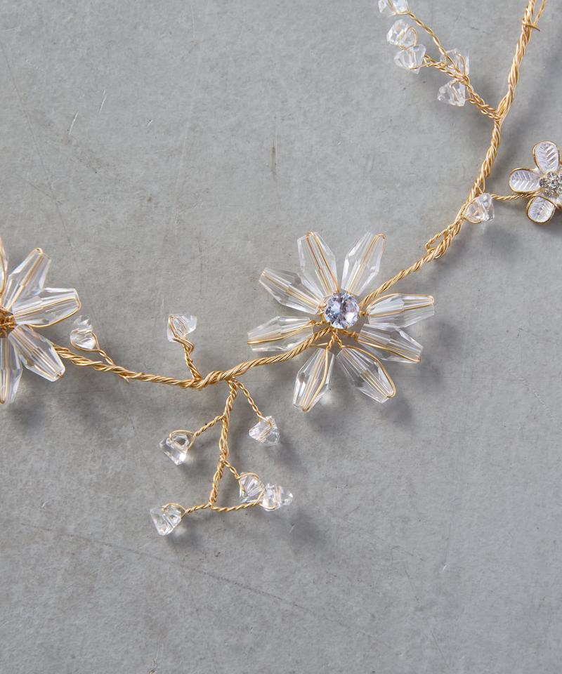 【SNS再生回数100万回!】【オケージョン】クリアビーズフラワーヘッドアクセ