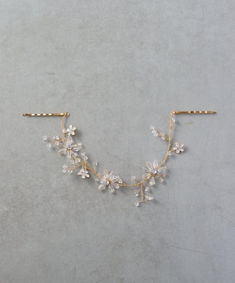 【SNS再生回数100万回!】【オケージョン】クリアビーズフラワーヘッドアクセ