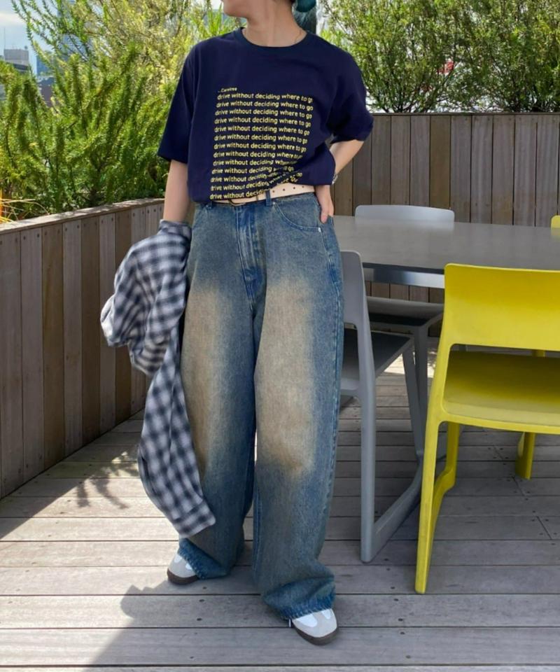【新色追加】【UNISEX】オーバーダイワイドデニムパンツ