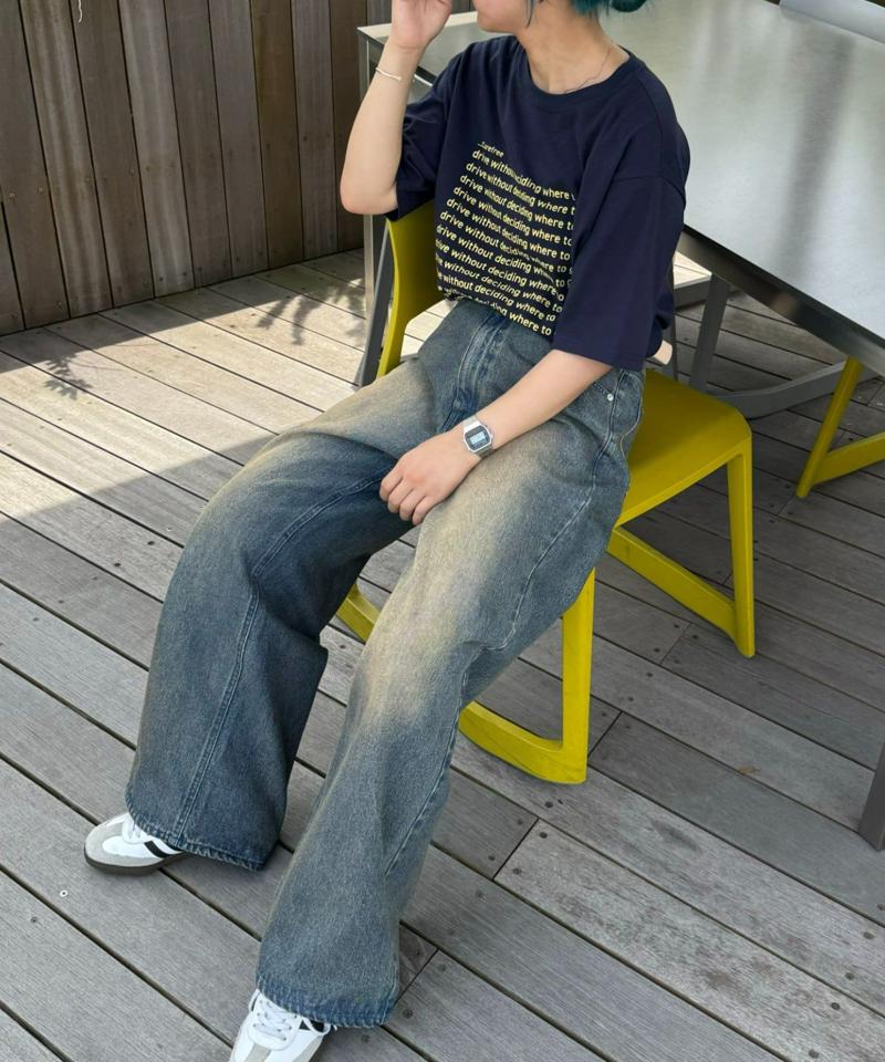 【新色追加】【UNISEX】オーバーダイワイドデニムパンツ