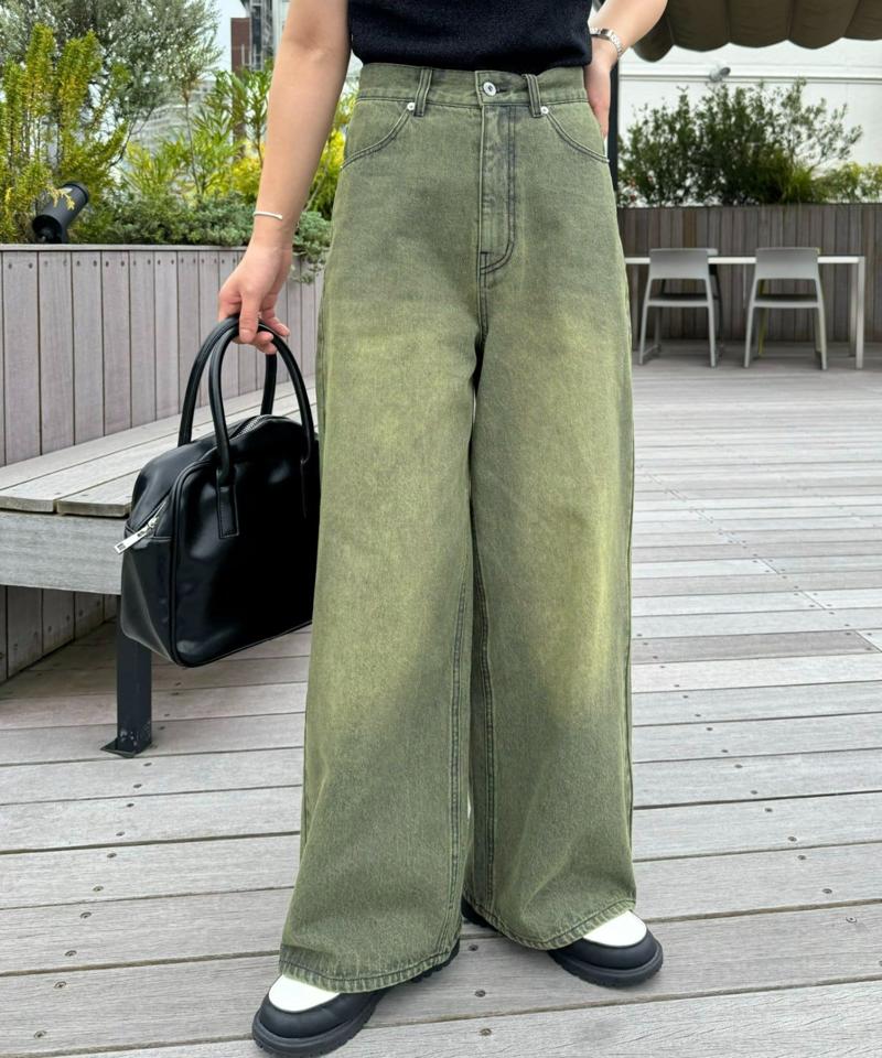 【新色追加】【UNISEX】オーバーダイワイドデニムパンツ