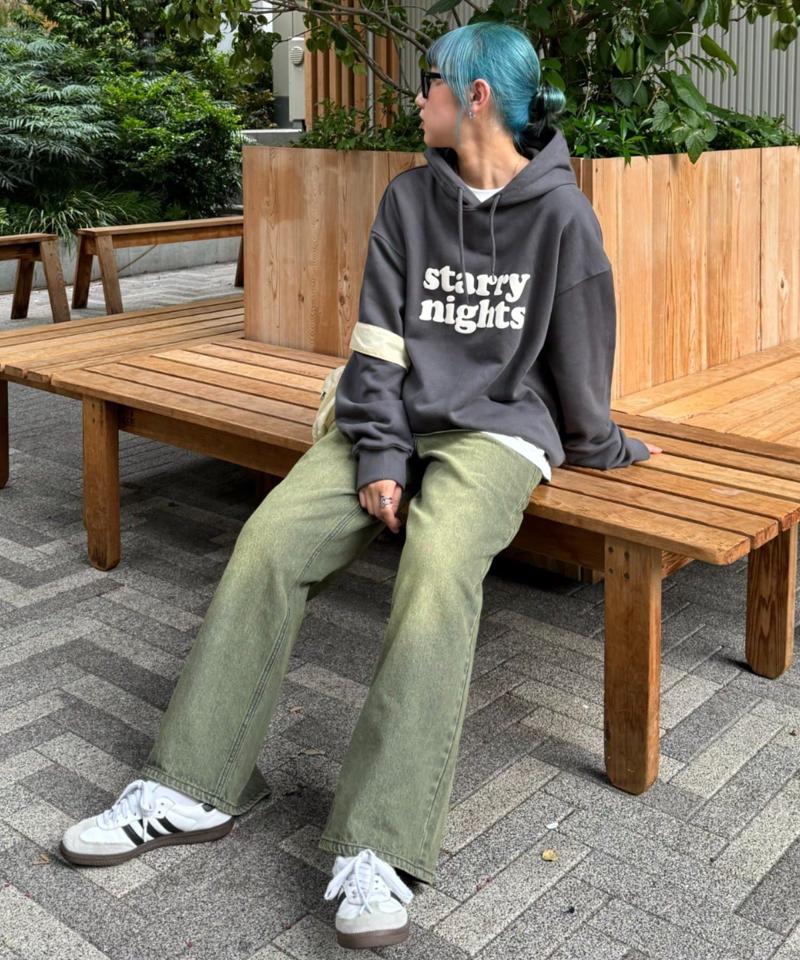 【新色追加】【UNISEX】オーバーダイワイドデニムパンツ