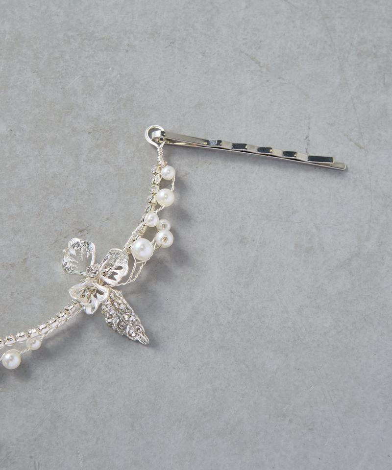 【オケージョン】ビジューフラワーヘッドアクセ