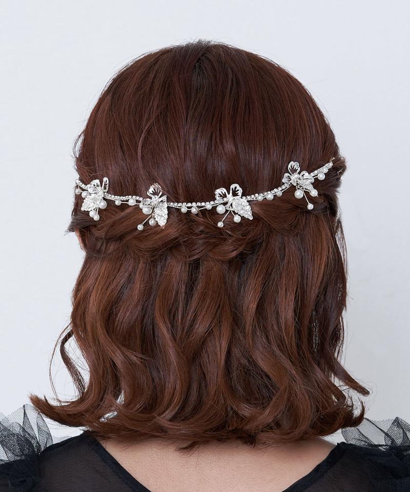 【オケージョン】ビジューフラワーヘッドアクセ