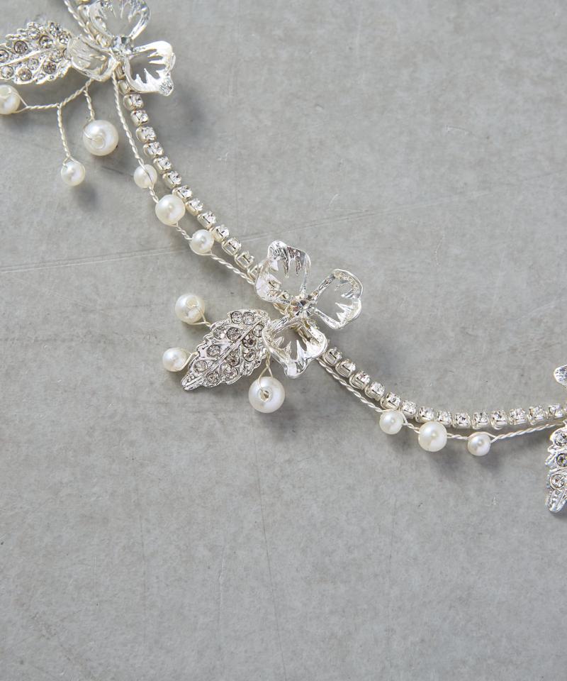 【オケージョン】ビジューフラワーヘッドアクセ