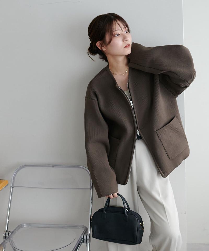 【新色追加!/WEB限定】Wジップスポンディッシュクルーカーディガン