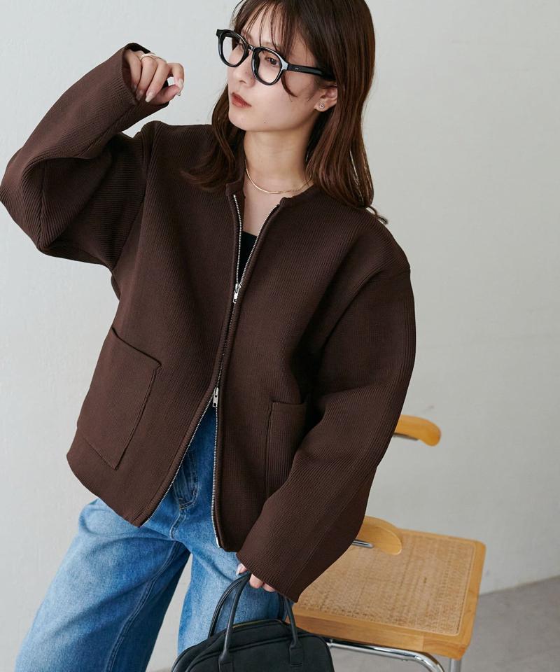 【新色追加!/WEB限定】Wジップスポンディッシュクルーカーディガン