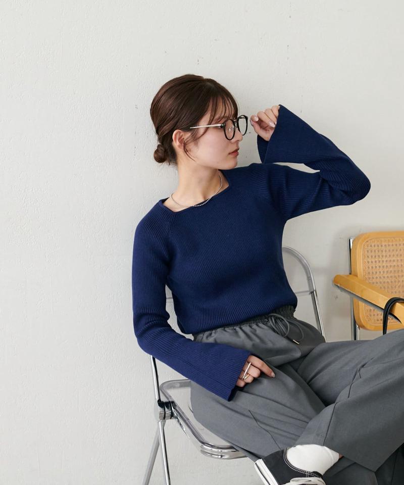 【新色追加！/WEB限定】リブスクエアネックプルオーバー