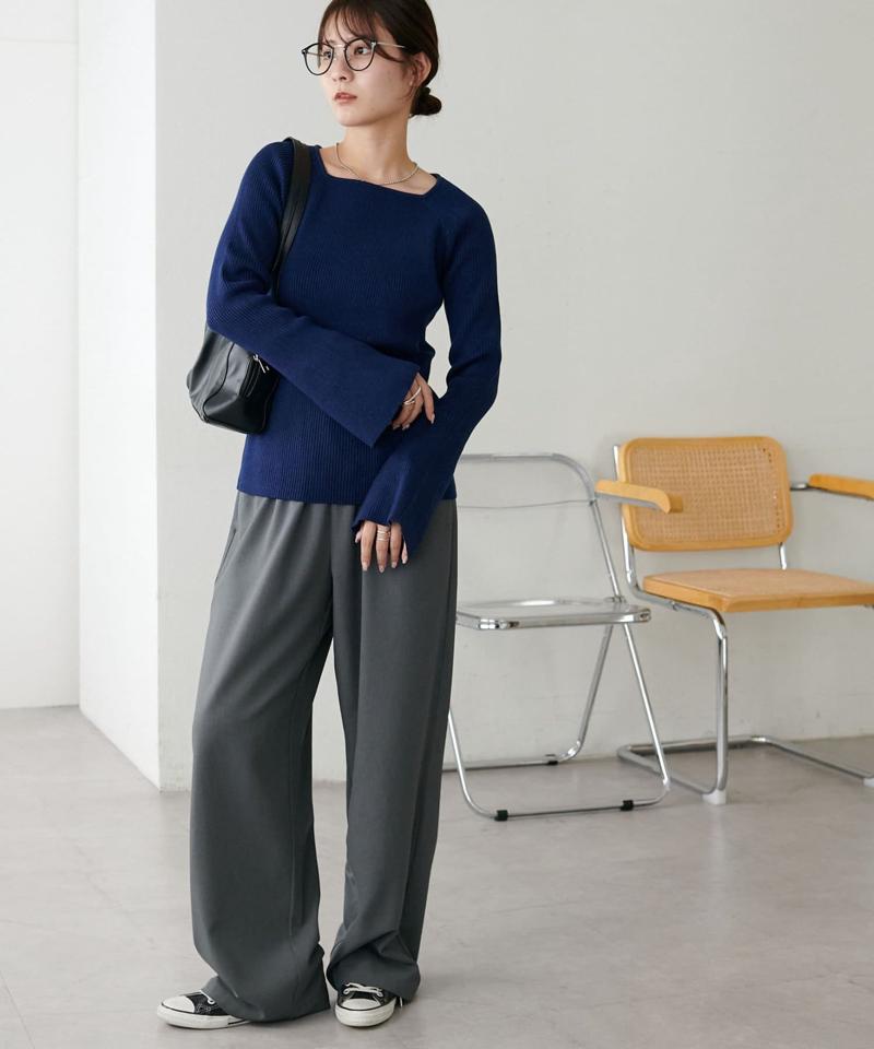【新色追加！/WEB限定】リブスクエアネックプルオーバー