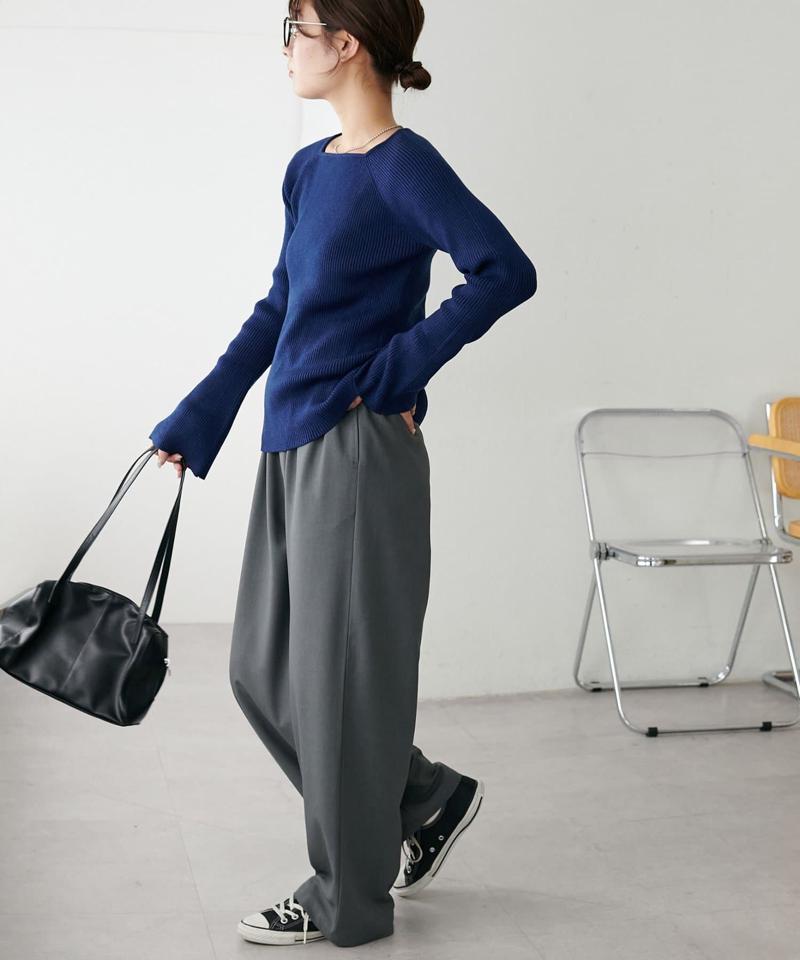【新色追加！/WEB限定】リブスクエアネックプルオーバー