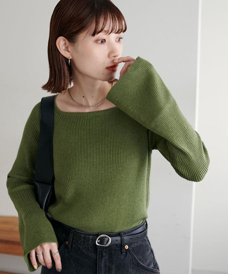【新色追加！/WEB限定】リブスクエアネックプルオーバー