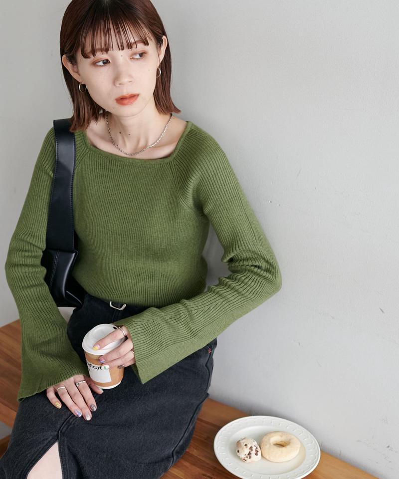 【新色追加！/WEB限定】リブスクエアネックプルオーバー