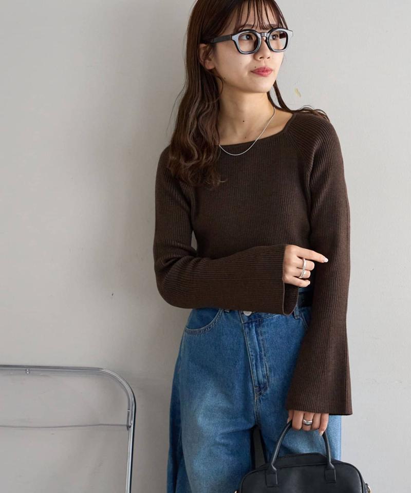 【新色追加！/WEB限定】リブスクエアネックプルオーバー