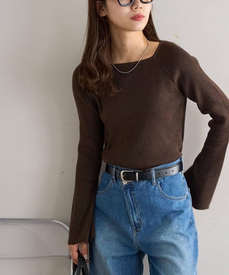 【新色追加！/WEB限定】リブスクエアネックプルオーバー