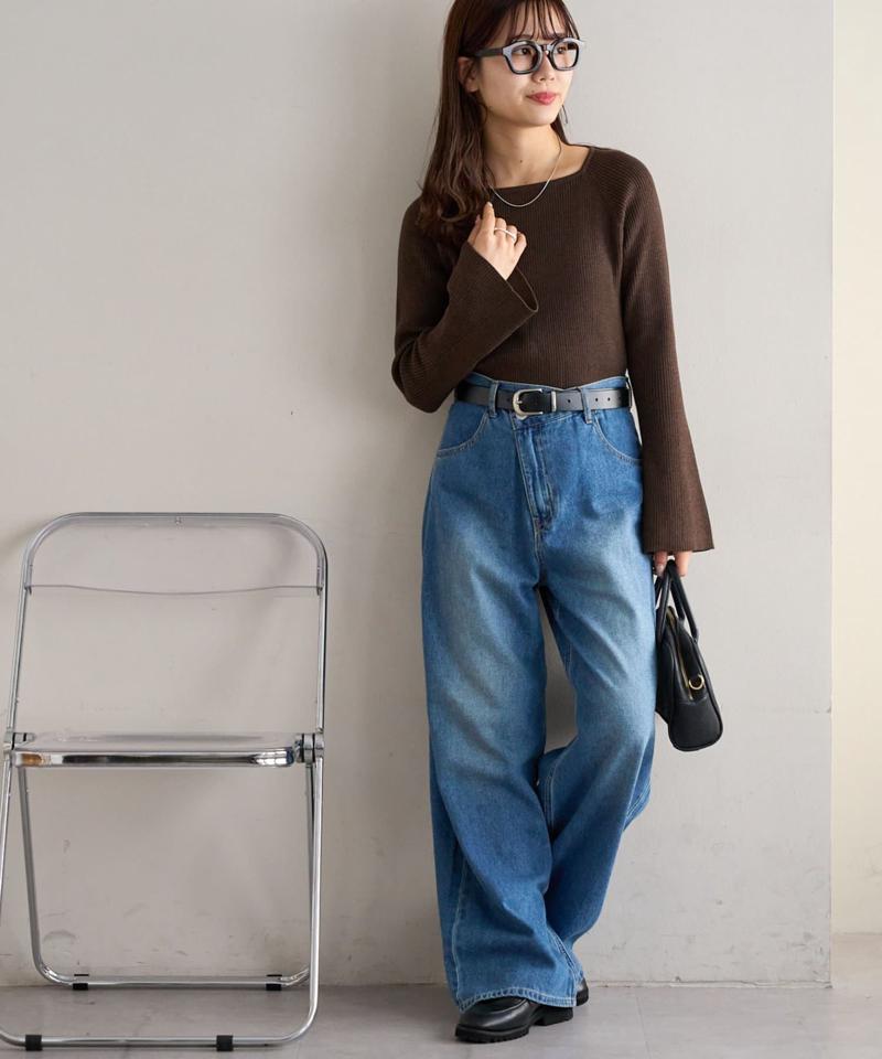 【新色追加！/WEB限定】リブスクエアネックプルオーバー