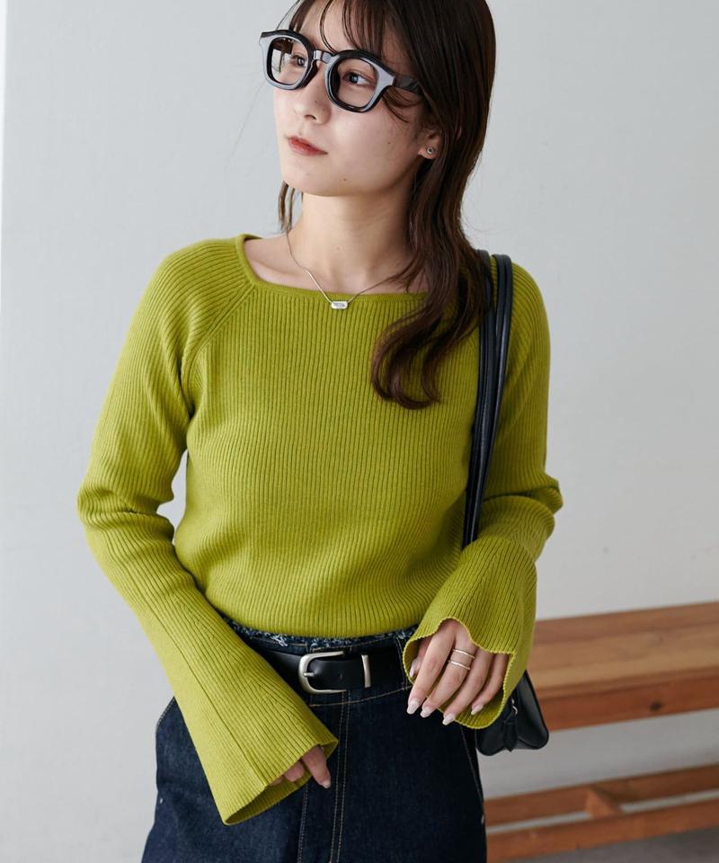 【新色追加！/WEB限定】リブスクエアネックプルオーバー