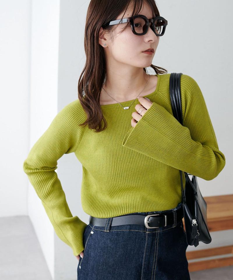 【新色追加！/WEB限定】リブスクエアネックプルオーバー