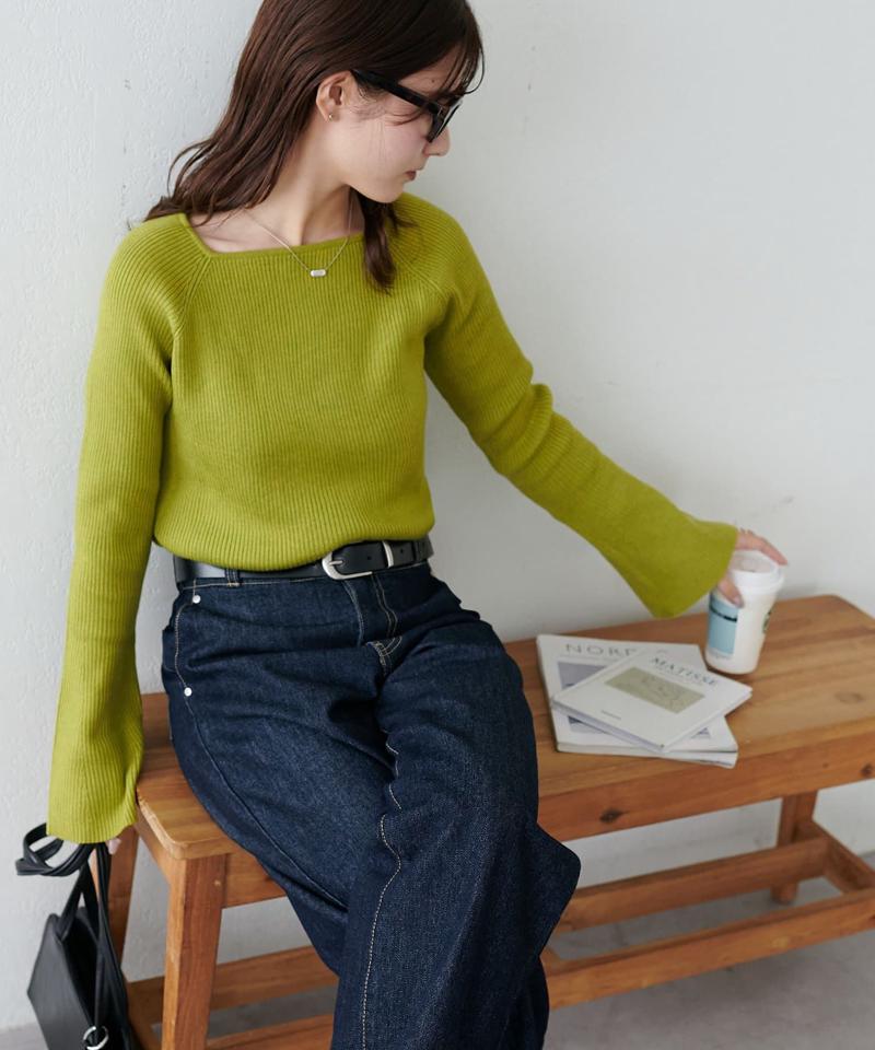 【新色追加！/WEB限定】リブスクエアネックプルオーバー