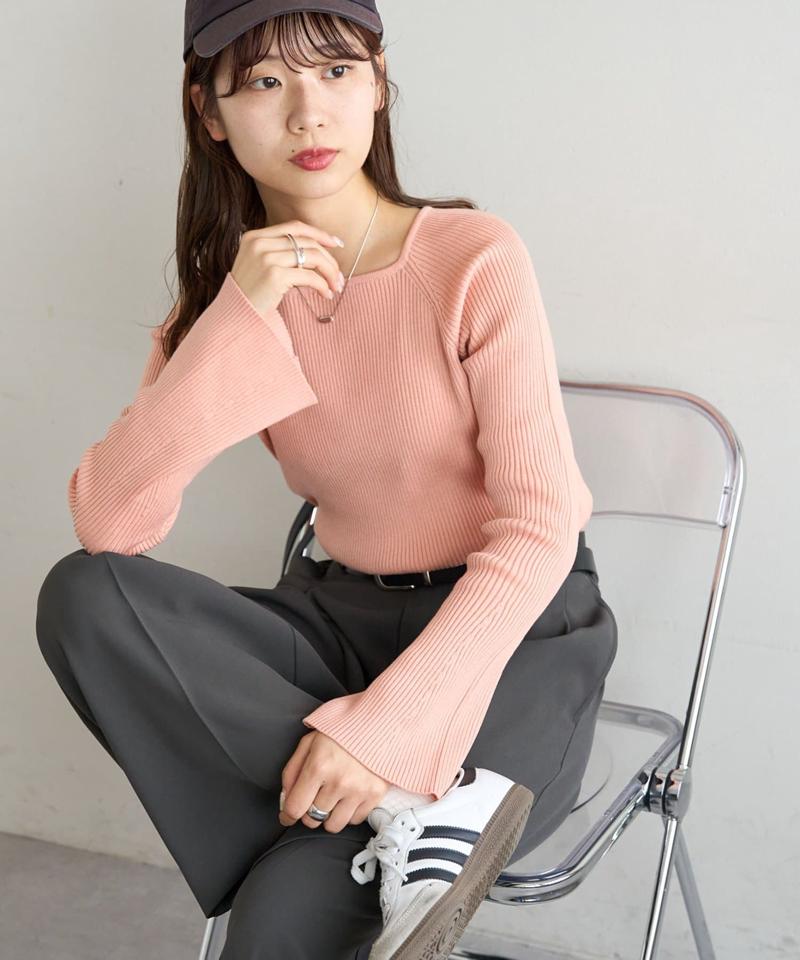 【新色追加！/WEB限定】リブスクエアネックプルオーバー