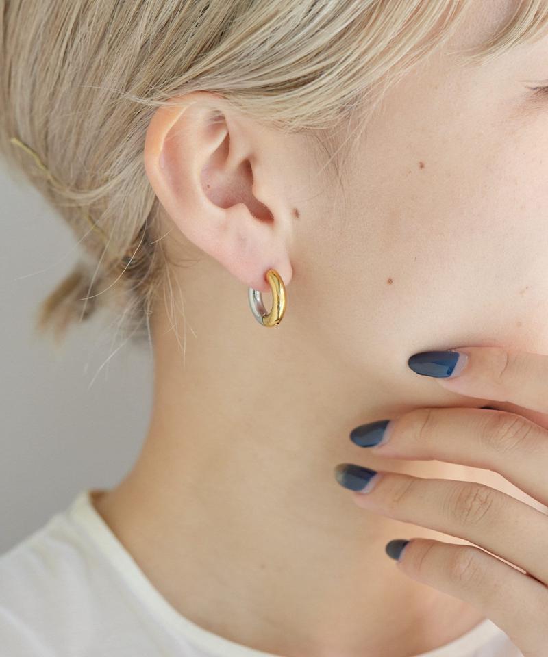 《金属アレルギー対応/ステンレス/キャッチレス》18mmバイカラーフープピアス