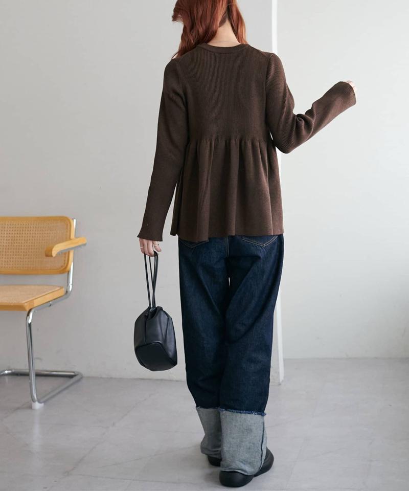 《スタイルアップ♪/体型カバー/8色展開》【WEB限定】リブ切替ペプラムプルオーバー